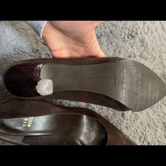 Stuart weitzman‎ brown suede pointed toe heels - Picture 3 of 5